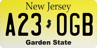 NJ license plate A23OGB