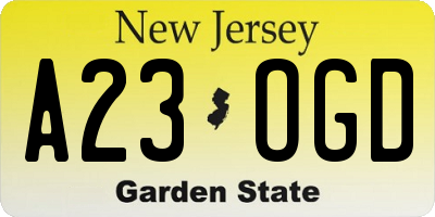 NJ license plate A23OGD