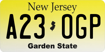 NJ license plate A23OGP