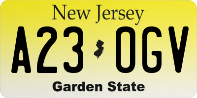 NJ license plate A23OGV