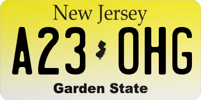 NJ license plate A23OHG