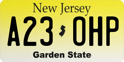 NJ license plate A23OHP