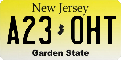 NJ license plate A23OHT