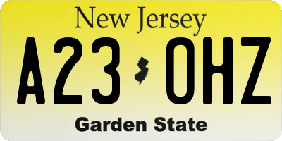 NJ license plate A23OHZ