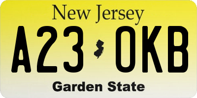 NJ license plate A23OKB