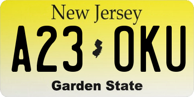 NJ license plate A23OKU
