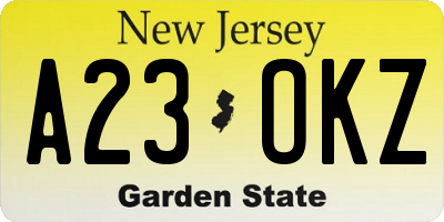 NJ license plate A23OKZ