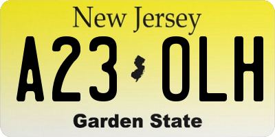 NJ license plate A23OLH