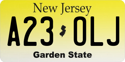 NJ license plate A23OLJ