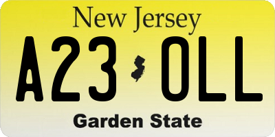 NJ license plate A23OLL