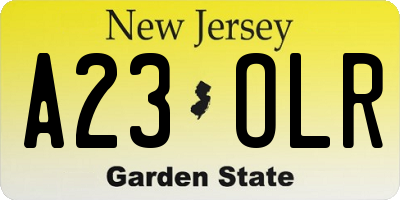 NJ license plate A23OLR