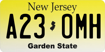 NJ license plate A23OMH