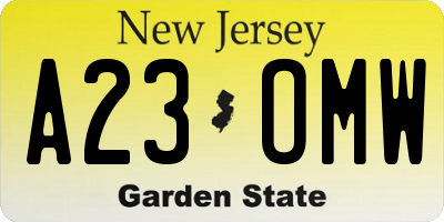 NJ license plate A23OMW