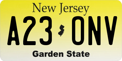 NJ license plate A23ONV