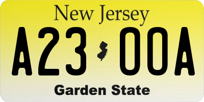 NJ license plate A23OOA