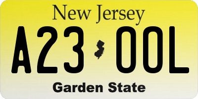 NJ license plate A23OOL