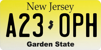 NJ license plate A23OPH