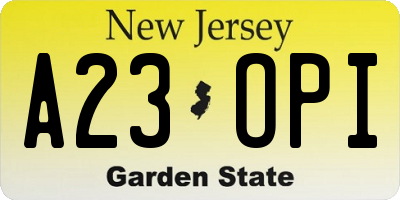 NJ license plate A23OPI