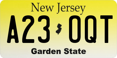 NJ license plate A23OQT