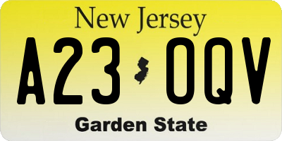NJ license plate A23OQV