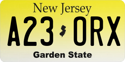 NJ license plate A23ORX