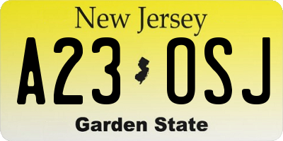 NJ license plate A23OSJ