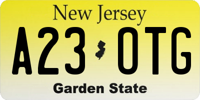 NJ license plate A23OTG