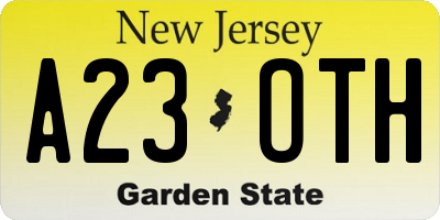 NJ license plate A23OTH