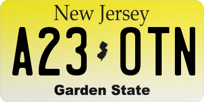 NJ license plate A23OTN