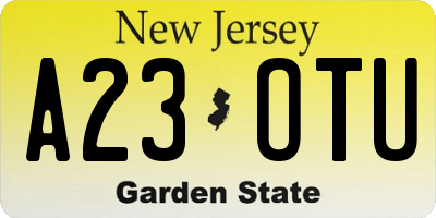 NJ license plate A23OTU