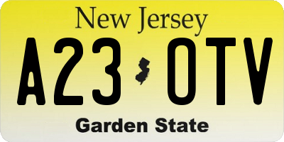 NJ license plate A23OTV
