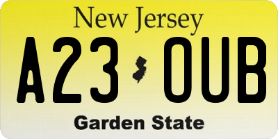NJ license plate A23OUB