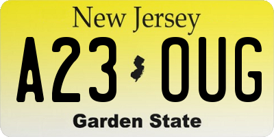 NJ license plate A23OUG