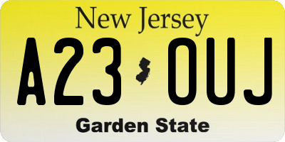 NJ license plate A23OUJ