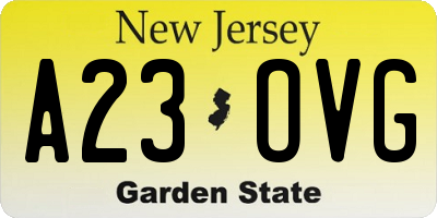 NJ license plate A23OVG