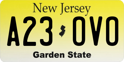 NJ license plate A23OVO