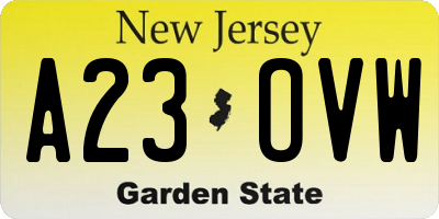 NJ license plate A23OVW