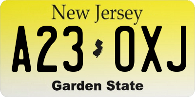 NJ license plate A23OXJ