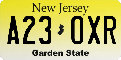 NJ license plate A23OXR