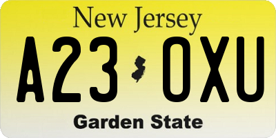 NJ license plate A23OXU