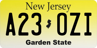 NJ license plate A23OZI