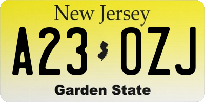 NJ license plate A23OZJ