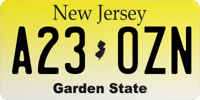 NJ license plate A23OZN