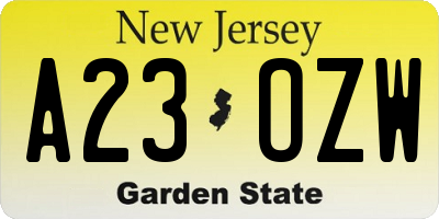 NJ license plate A23OZW