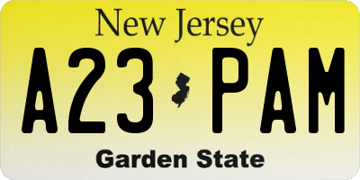 NJ license plate A23PAM