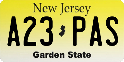 NJ license plate A23PAS