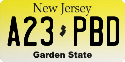 NJ license plate A23PBD