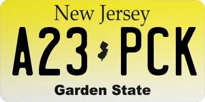 NJ license plate A23PCK
