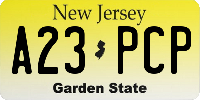 NJ license plate A23PCP