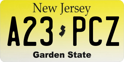 NJ license plate A23PCZ